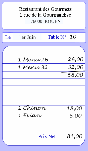 Addition sans le Passeport Gourmand